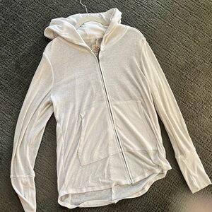 Chaser women’s  fine rib Cream zip up hoodie. Size Medium